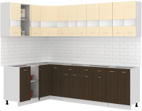 Кухонный гарнитур Кортекс-мебель Корнелия Экстра 1.5x2.8 без столешницы (венге светлый/венге) - 
