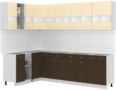 Кухонный гарнитур Кортекс-мебель Корнелия Экстра 1.5x2.8 без столешницы (венге светлый/венге)