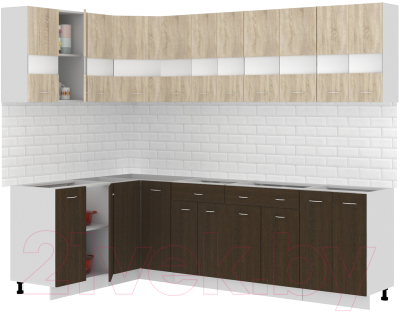 Кухонный гарнитур Кортекс-мебель Корнелия Экстра 1.5x2.8 без столешницы (дуб сонома/венге)