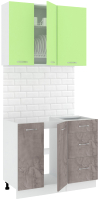 Кухонный гарнитур Кортекс-мебель Корнелия Лира 1.0 без столешницы (зеленый/оникс) - 