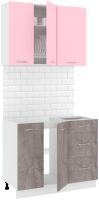 Кухонный гарнитур Кортекс-мебель Корнелия Лира 1.0 без столешницы (розовый/оникс) - 