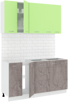 Кухонный гарнитур Кортекс-мебель Корнелия Лира 1.5 без столешницы (зеленый/оникс) - 