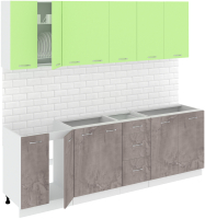 Кухонный гарнитур Кортекс-мебель Корнелия Лира 2.4 без столешницы (зеленый/оникс) - 