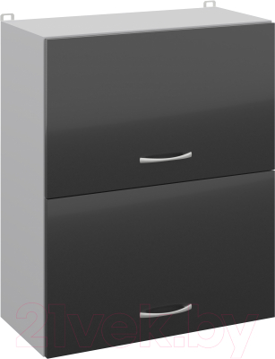 Шкаф навесной для кухни Кортекс-мебель Корнелия Лира ВШ60-2г (черный)