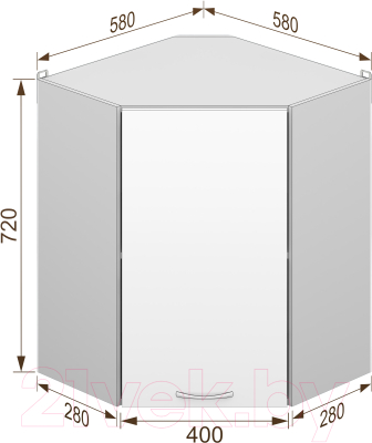 Шкаф навесной для кухни Кортекс-мебель Корнелия Лира ВШУ угловой (сиреневый)