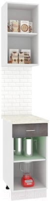 Комплект кухонных модулей Кортекс-мебель Корнелия Экстра 40р1ш правый (белый/береза/марсель)