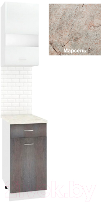 Комплект кухонных модулей Кортекс-мебель Корнелия Экстра 40р1ш правый (белый/береза/марсель)