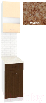 Комплект кухонных модулей Кортекс-мебель Корнелия Экстра 40р1ш правый (венге светлый/венге/мадрид)