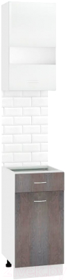 Комплект кухонных модулей Кортекс-мебель Корнелия Экстра 40р1ш без столешницы правый (белый/береза)