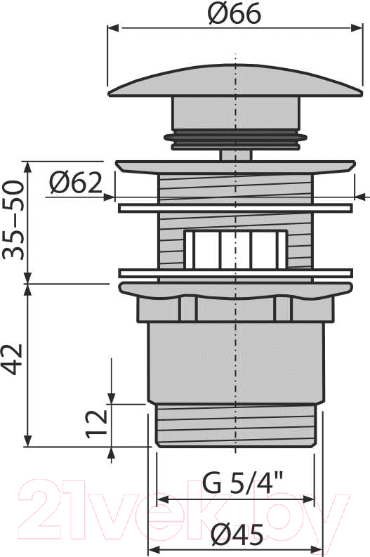Донный клапан Alcadrain A390 Click-Clack — фото 2