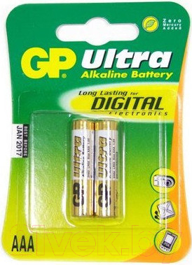 Комплект батареек GP Batteries Ultra LR3/AAA 24AU-CR2 (2шт)