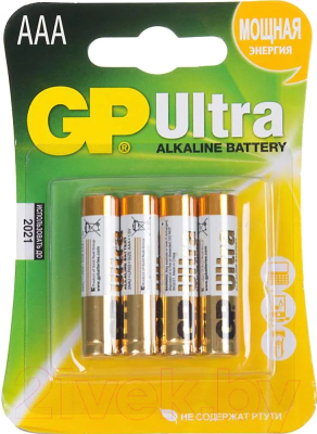 Комплект батареек GP Batteries Ultra LR3/AAA 24AU-BC4 (4шт)