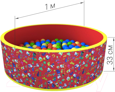 Сухой бассейн Romana Веселая полянка ДМФ-МК-02.51.01 (150 шариков, красный)