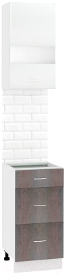 Комплект кухонных модулей Кортекс-мебель Корнелия Экстра 40р3ш без столешницы правый (белый/береза)