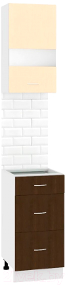 Комплект кухонных модулей Кортекс-мебель Корнелия Экстра 40р3ш без столешницы правый (венге светлый/венге)