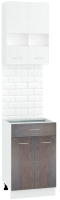 Комплект кухонных модулей Кортекс-мебель Корнелия Экстра 50р1ш2д без столешницы (белый/береза) - 