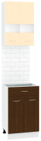 Комплект кухонных модулей Кортекс-мебель Корнелия Экстра 50р1ш2д без столешницы (венге светлый/венге) - 