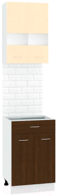 Комплект кухонных модулей Кортекс-мебель Корнелия Экстра 50р1ш2д без столешницы (венге светлый/венге)