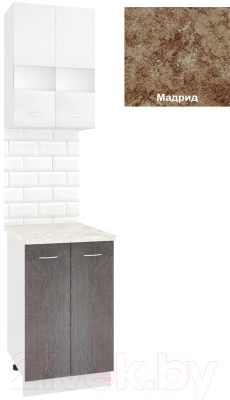 Комплект кухонных модулей Кортекс-мебель Корнелия Экстра 50р2д (белый/береза/мадрид)