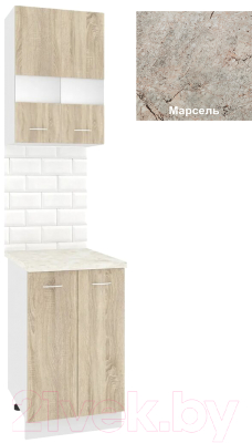 Комплект кухонных модулей Кортекс-мебель Корнелия Экстра 50р2д (дуб сонома/марсель)