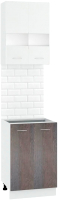 Комплект кухонных модулей Кортекс-мебель Корнелия Экстра 50р2д без столешницы (белый/береза) - 