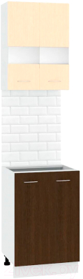 Комплект кухонных модулей Кортекс-мебель Корнелия Экстра 50р2д без столешницы (венге светлый/венге)