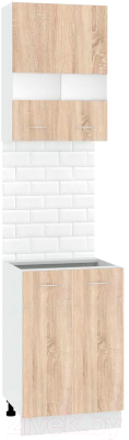 Комплект кухонных модулей Кортекс-мебель Корнелия Экстра 50р2д без столешницы (дуб сонома)
