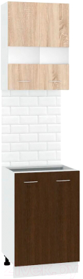 Комплект кухонных модулей Кортекс-мебель Корнелия Экстра 50р2д без столешницы (дуб сонома/венге)