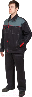 Комплект рабочей одежды Sardoba Tekstil Фаворит с полукомбинезоном (р-р 48-50 / 170-176, черный/серый)