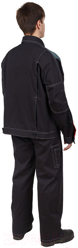 Костюм рабочий Sardoba Tekstil Фаворит с полукомбинезоном (р-р 64-66 / 182-188, черный/серый) — фото 2