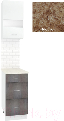 Комплект кухонных модулей Кортекс-мебель Корнелия Экстра 40р3ш правый (белый/береза/мадрид)
