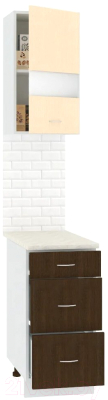 Комплект кухонных модулей Кортекс-мебель Корнелия Экстра 40р3ш правый (венге светлый/венге/мадрид)