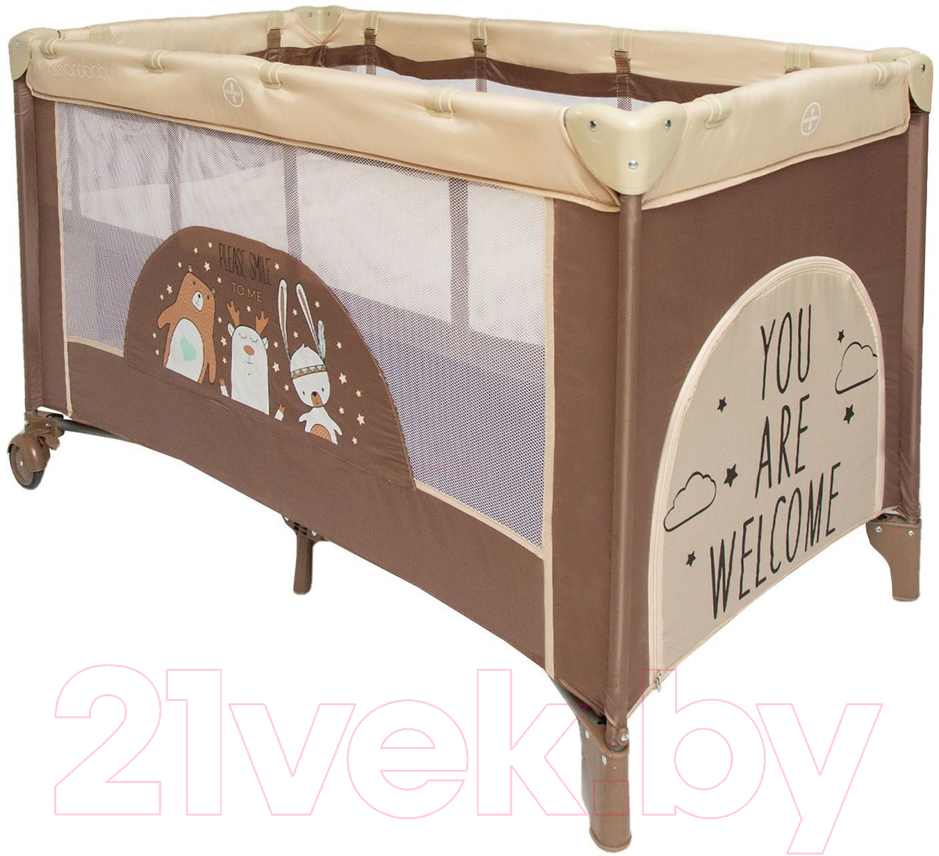 Кровать-манеж Amarobaby Multiform Smile Friends / AMARO-26MSF-Be (бежевый)