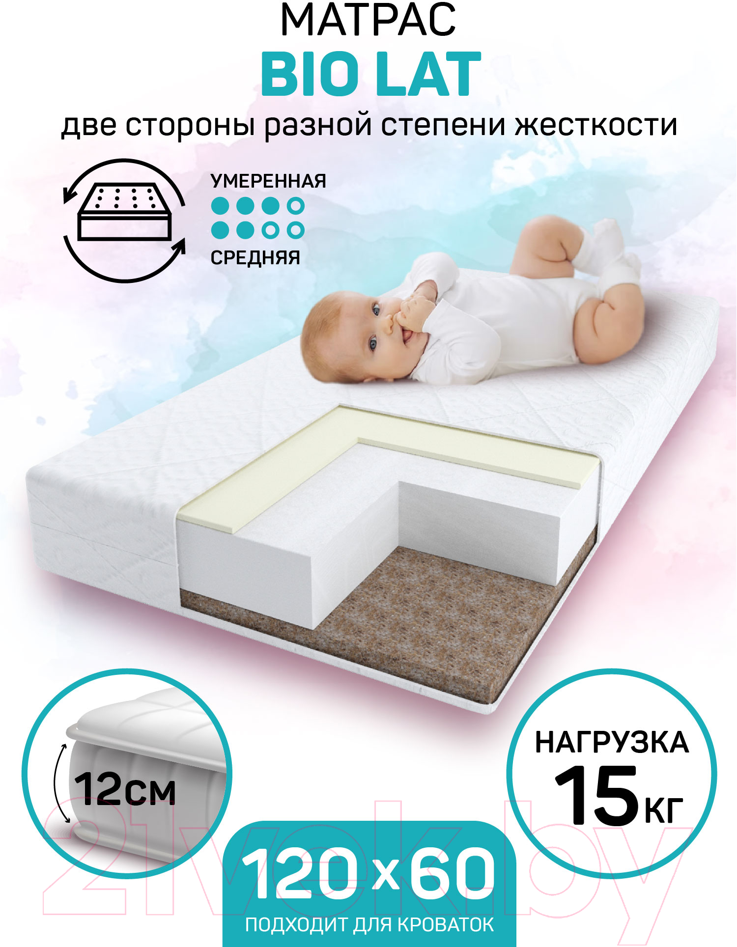 Матрас в кроватку Amarobaby Bio Lat 59x119х12