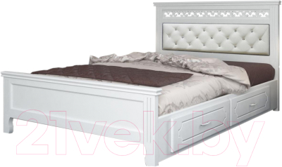 Каркас кровати Bravo Мебель Грация 140x200 с ящиками (белый античный)