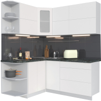 Кухонный гарнитур Интерлиния Мила Матте 1.5x1.8 А левая (белый/белый/кастилло тёмный) - 