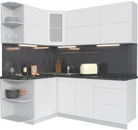 Кухонный гарнитур Интерлиния Мила Матте 1.5x2.0 А левая (белый/белый/кастилло тёмный) - 