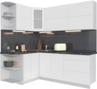 Кухонный гарнитур Интерлиния Мила Матте 1.5x2.1 А левая (белый/белый/кастилло тёмный) - 