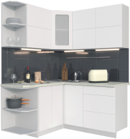 Кухонный гарнитур Интерлиния Мила Матте 1.5x1.6 А левая (белый/белый/опал светлый) - 