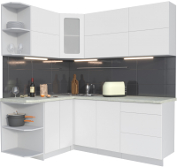 Кухонный гарнитур Интерлиния Мила Матте 1.5x2.0 А левая (белый/белый/опал светлый) - 