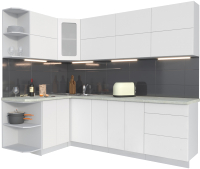 Кухонный гарнитур Интерлиния Мила Матте 1.5x2.5 А левая (белый/белый/опал светлый) - 