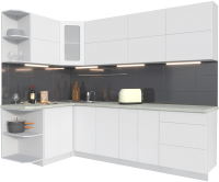 Кухонный гарнитур Интерлиния Мила Матте 1.5x2.6 А левая (белый/белый/опал светлый) - 