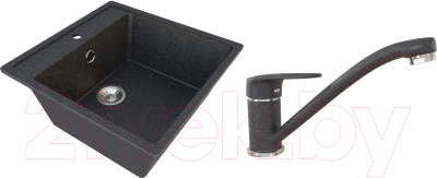 Комплект сантехники Гамма Гранит Granite-09 + смеситель Mixer-G03 (черный)