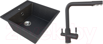 Комплект сантехники Гамма Гранит Granite-09 + смеситель Mixer-G07 (черный)