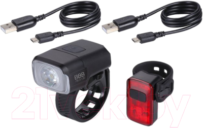 Набор фонарей для велосипеда BBB NanoStrike 400 Combo + BLS-152 Rear Spark 2.0 / BLS-164 (черный)
