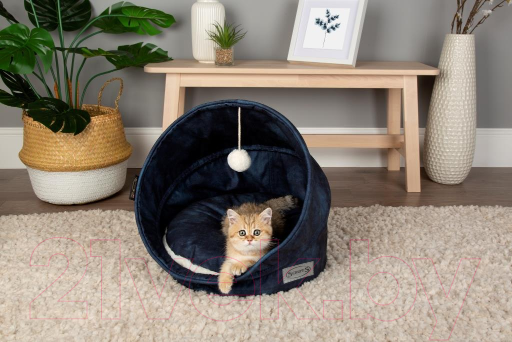 Лежанка для животных Scruffs Kensington Cat Cave / 661808 (синий)