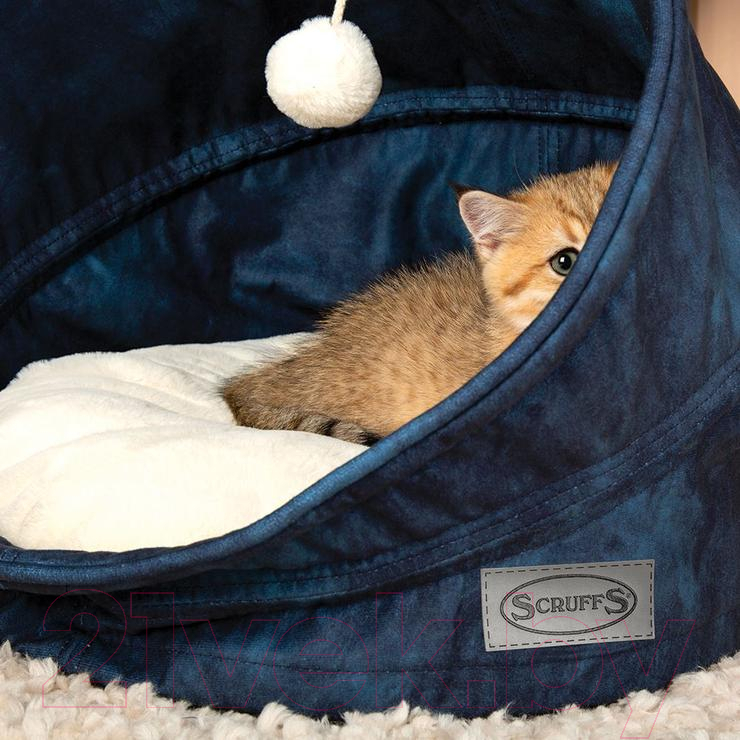 Лежанка для животных Scruffs Kensington Cat Cave / 661808 (синий)