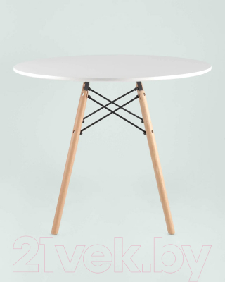 Обеденный стол Stool Group Eames D90 / Z-230/90 (белый/дерево)