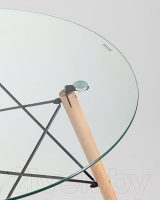 Обеденный стол Stool Group Eames D80 / Chad Glass (стекло/дерево)