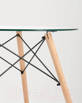 Обеденный стол Stool Group Eames D80 / Chad Glass (стекло/дерево)